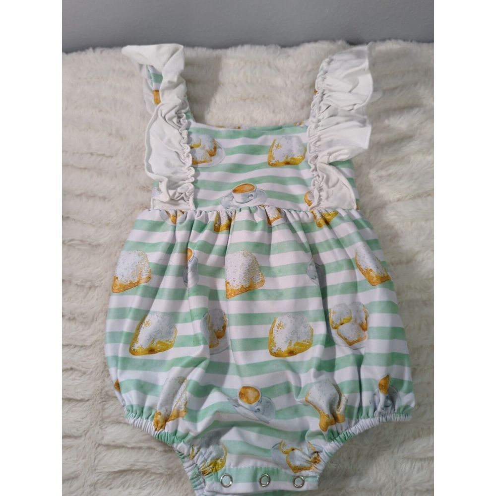 Jolie-Beau Toddler Girls NOLA Coffee & Beignets Bubble Suit Size 12-18 Mths 572‎